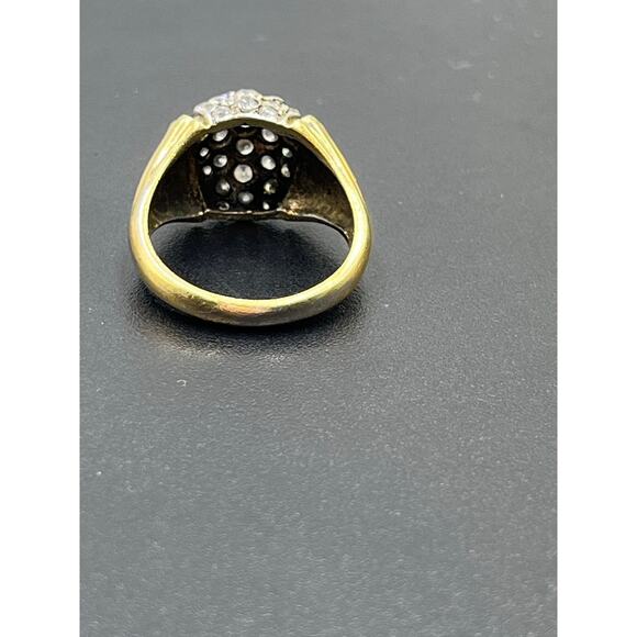 PK 925 Vintage Gold Tone Sterling Silver Round Ball Cubic Zirconia Ring Sz 7.25 - Picture 8 of 11
